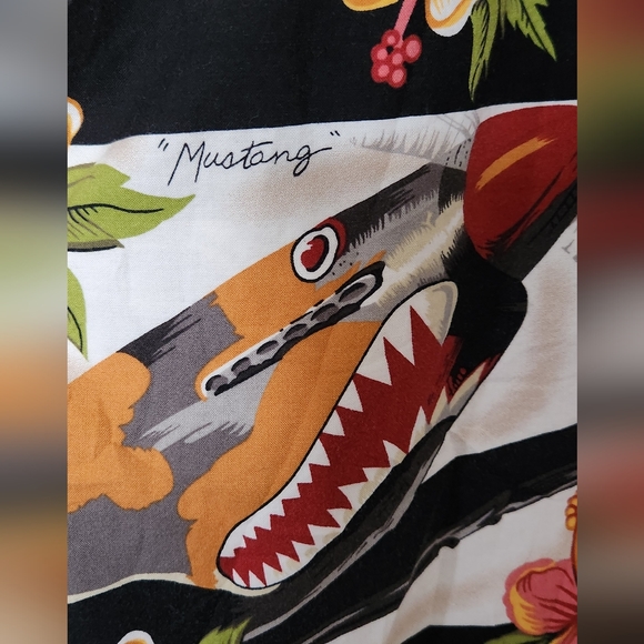 Kalaheo Hawaiian Men 2X Short Sleeve Shirt WWII  Airplane Bomber Floral Women - Picture 4 of 12